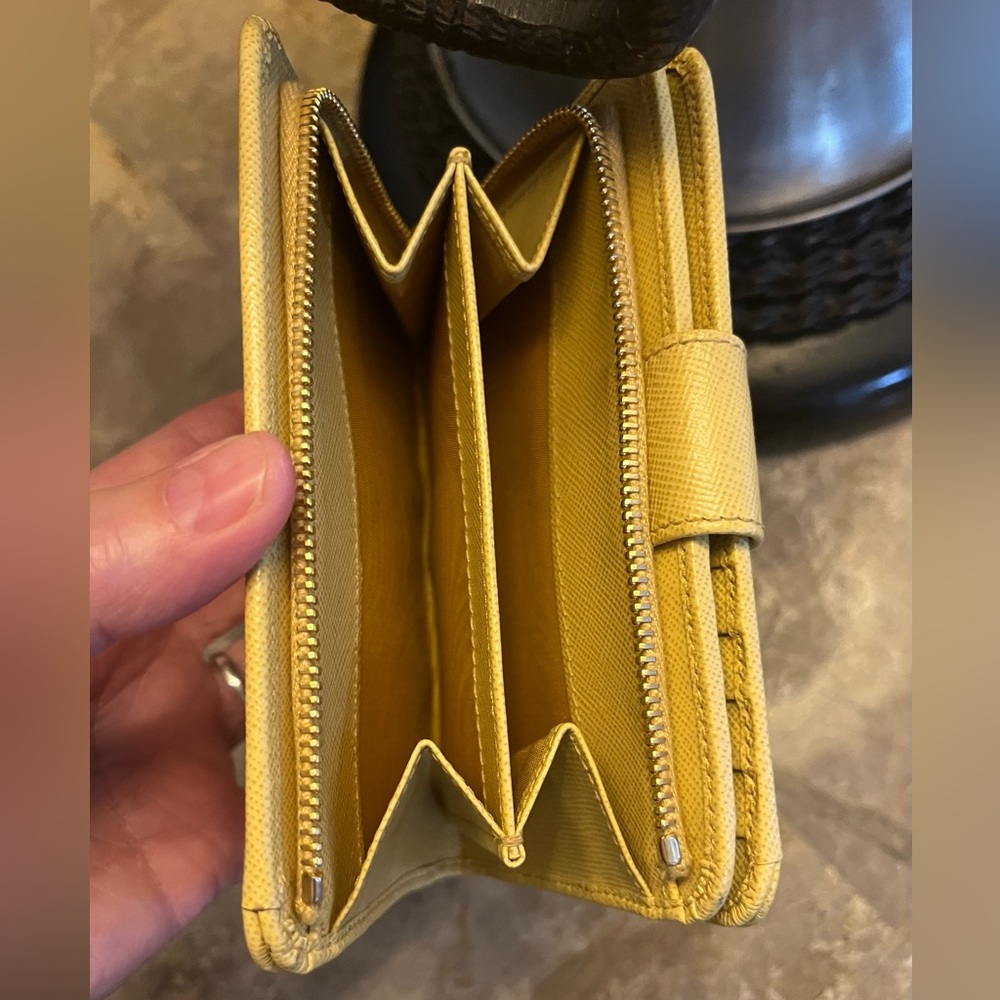 Prada Yellow Saffiano Leather Wallet with Gold Logo - Picture 10 of 16